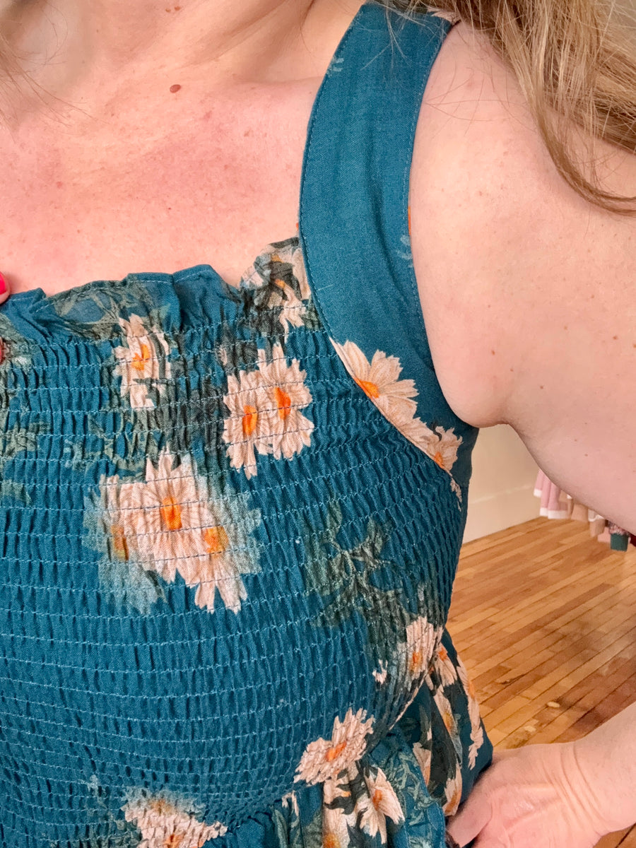 Make Your Move Romper- Teal Floral