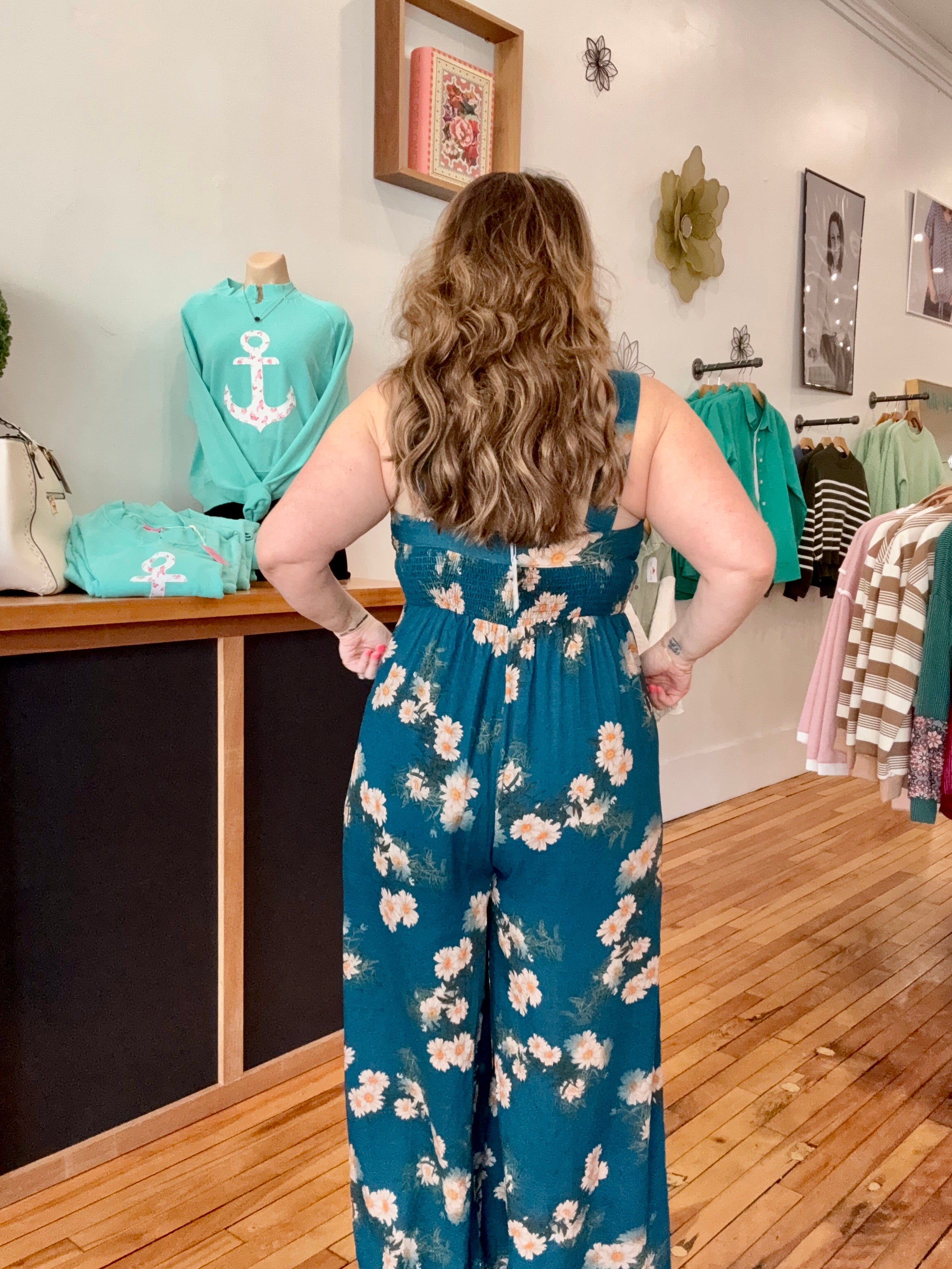 【本日限定26500→25000】 Lake House Romper Make Your Move Romper- Teal Floral – Poppy and Polka Dot Boutique