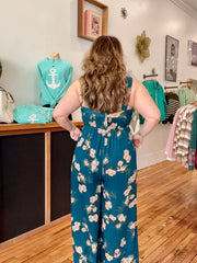 Make Your Move Romper- Teal Floral