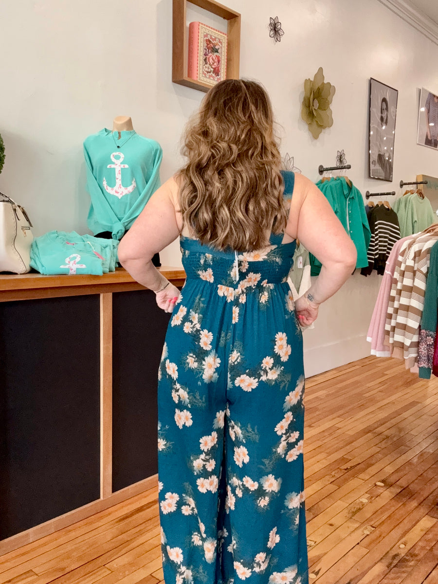 Make Your Move Romper- Teal Floral