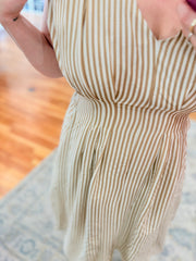 Retro Dress- Taupe Stripes