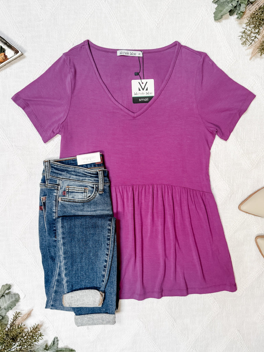 WAREHOUSE Sarah Ruffle Short Sleeve - Orchid