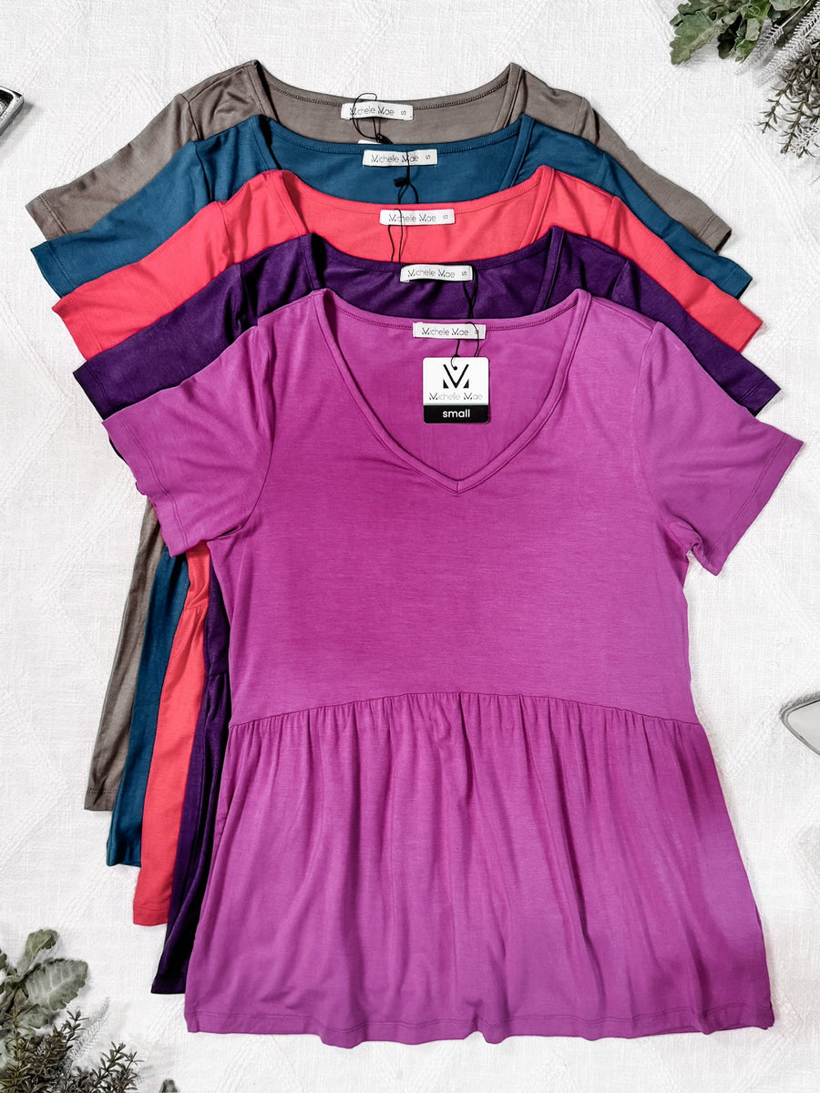 WAREHOUSE Sarah Ruffle Short Sleeve - Orchid