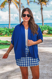 Sutton Button Up Top- Royal Blue