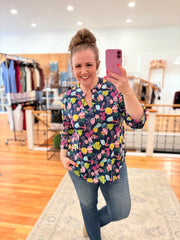 Lizzy 3/4 Sleeve- Anchors Away