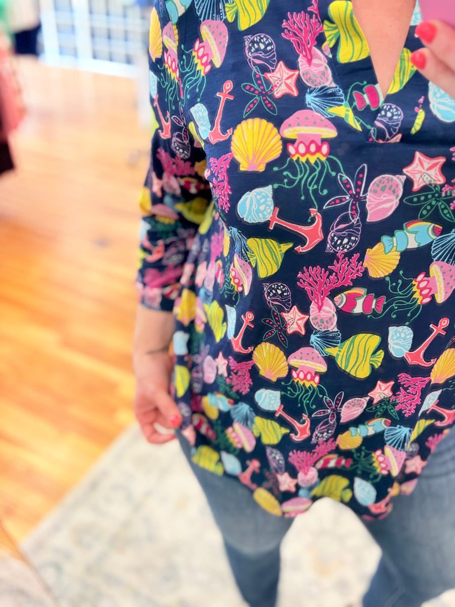 Lizzy 3/4 Sleeve- Anchors Away