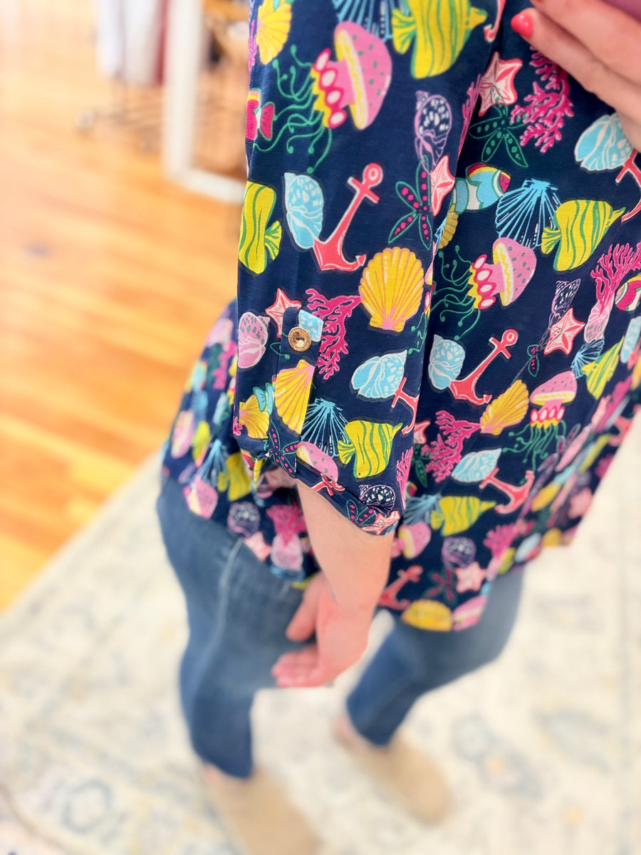 Lizzy 3/4 Sleeve- Anchors Away