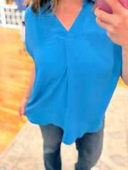 Collared Air Flow Tee- Diva Blue