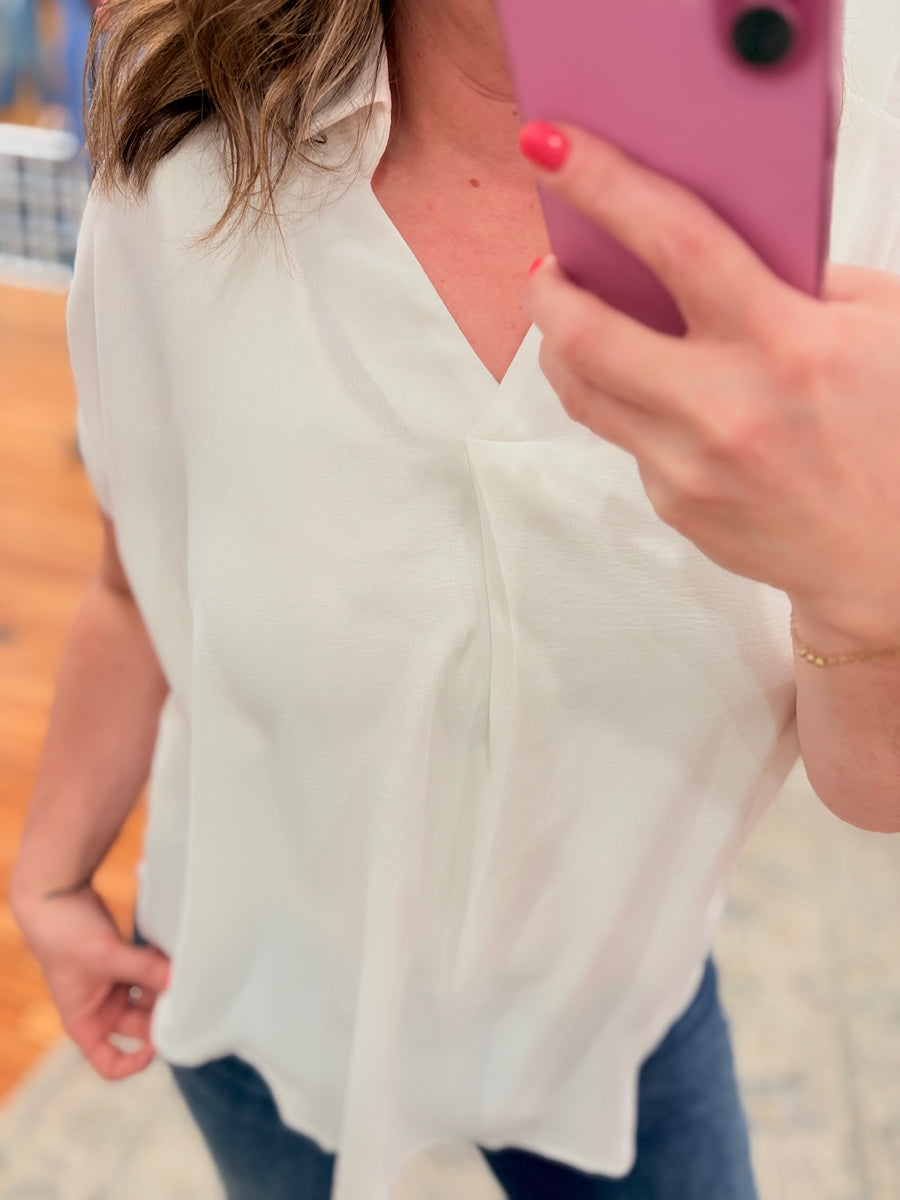 Collared Air Flow Tee- Off White