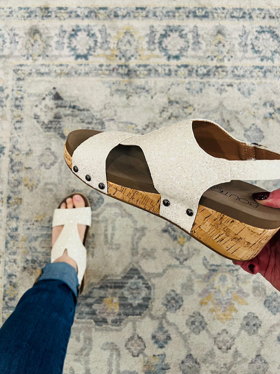 Refreshing Wedge- White Glitter