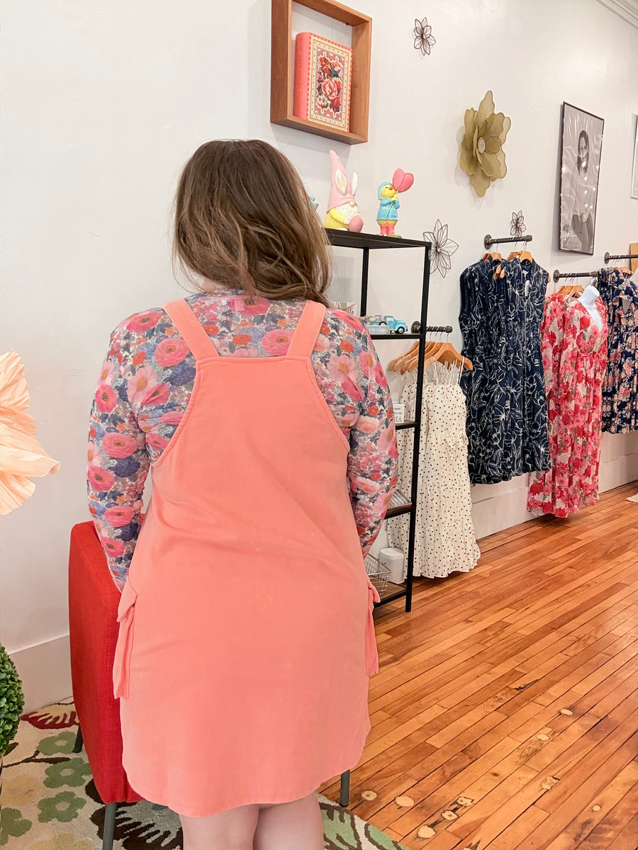 Spring Millie Overall Dress- Coral