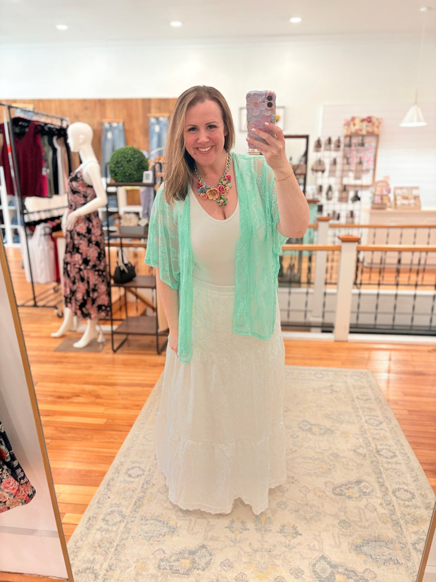 Eyelet Tiered Maxi Skirt