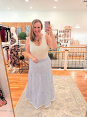Scalloped Edge Tiered Maxi Skirt