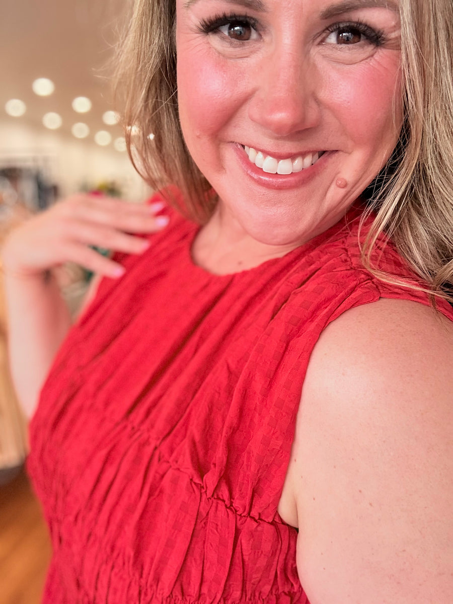 Fiesty Fiesta Midi Dress- Red