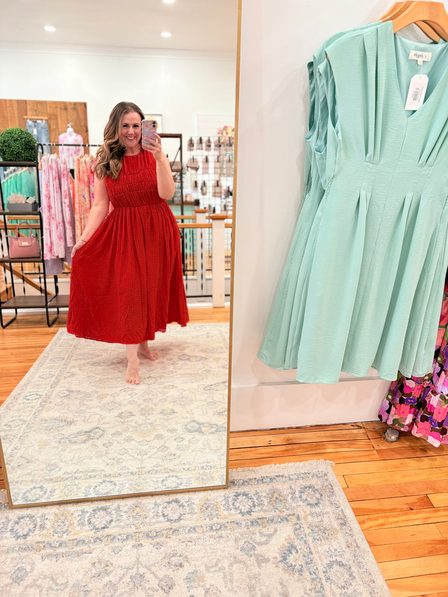 Fiesty Fiesta Midi Dress- Red