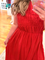 Fiesty Fiesta Midi Dress- Red