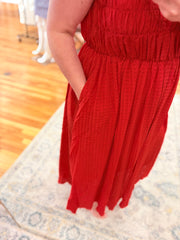 Fiesty Fiesta Midi Dress- Red