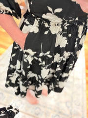 Ruffled Bell Sleeve Mini Dress- Black & White