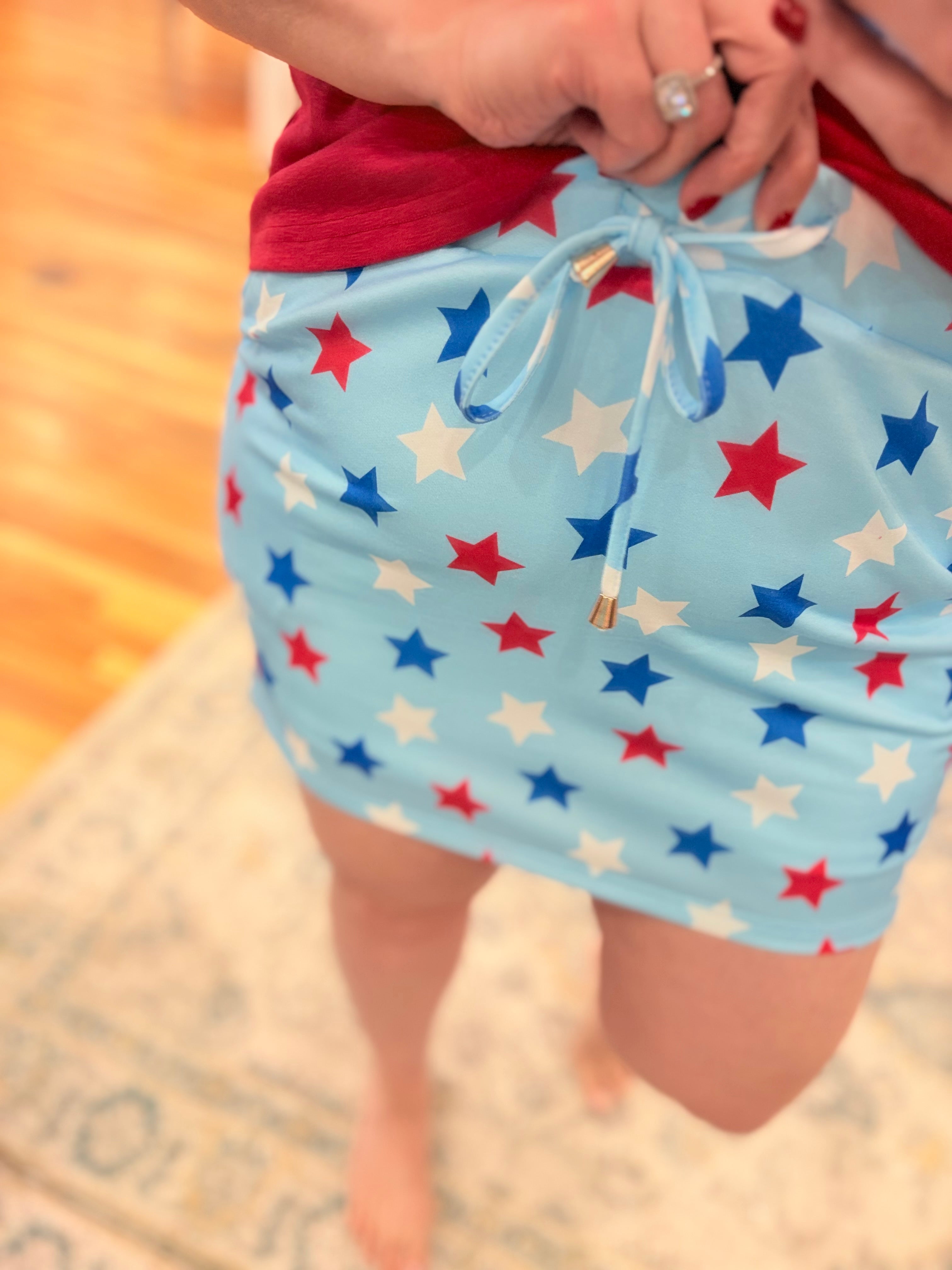 Sky Blue Patriotic Star Skort