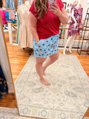 Sky Blue Patriotic Star Skort