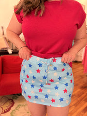 Sky Blue Patriotic Star Skort