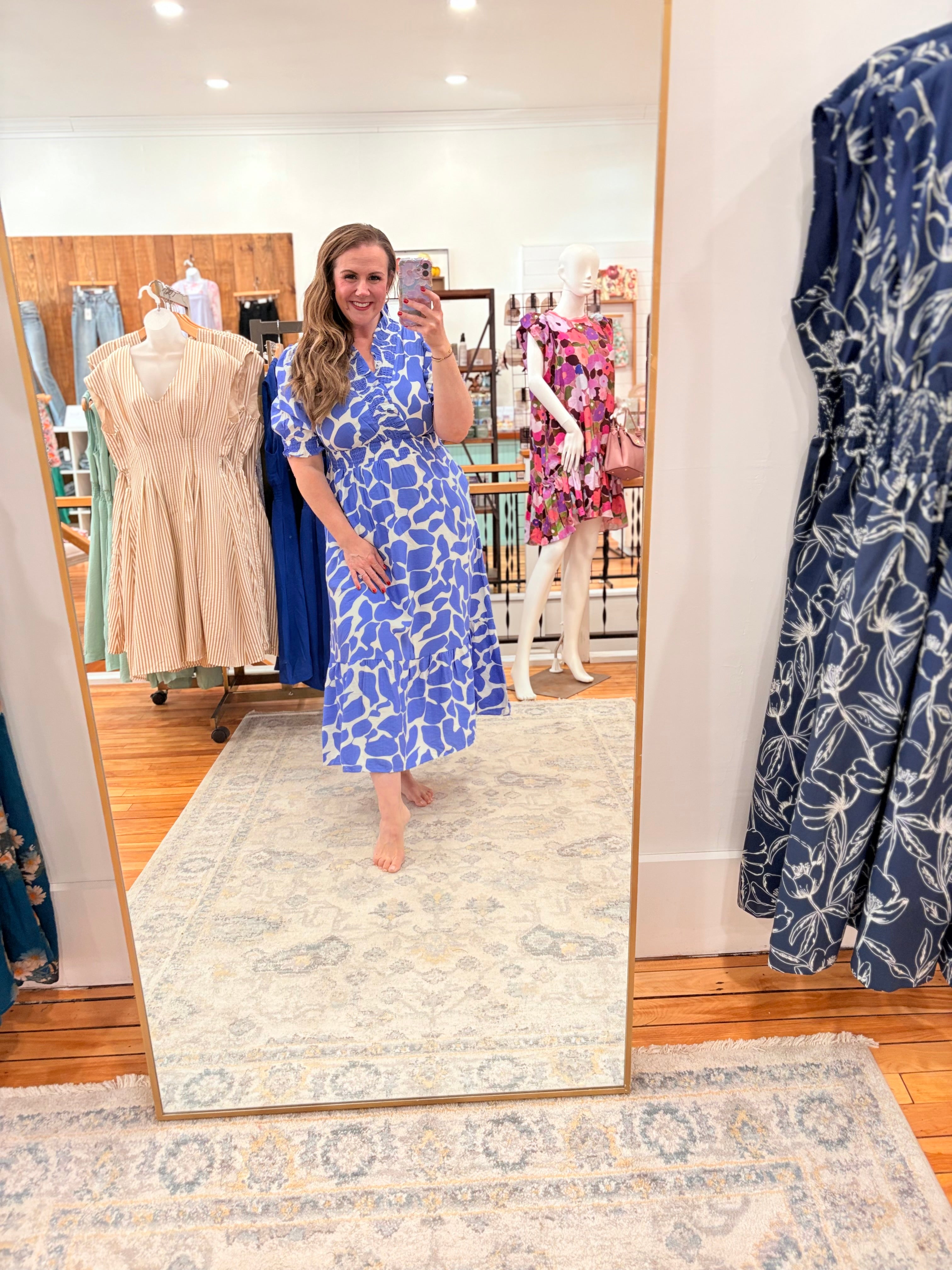 Abstract Print Maxi Dress- Blue
