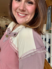 Colorblock Half Button Up FINAL SALE