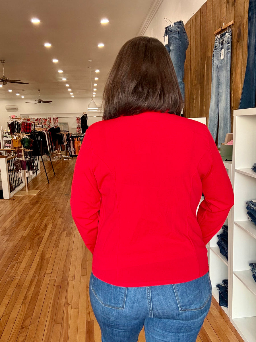 Solid Open Blazer- Red FINAL SALE