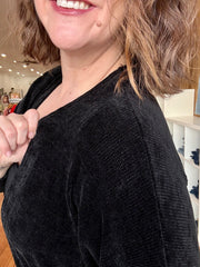 Velvet Open Cardigan- Black
