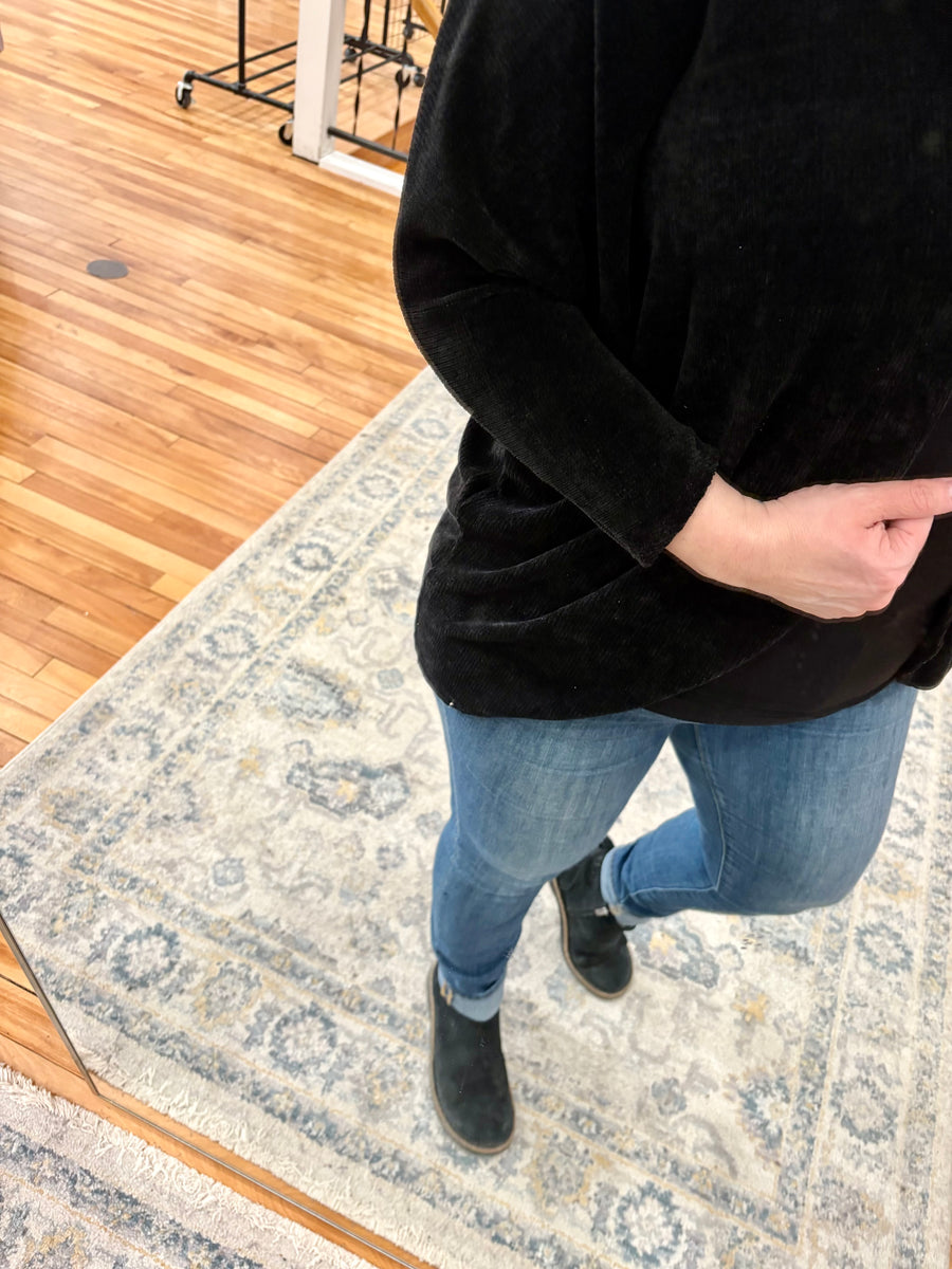 Velvet Open Cardigan- Black