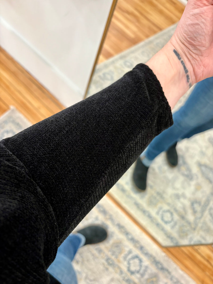 Velvet Open Cardigan- Black