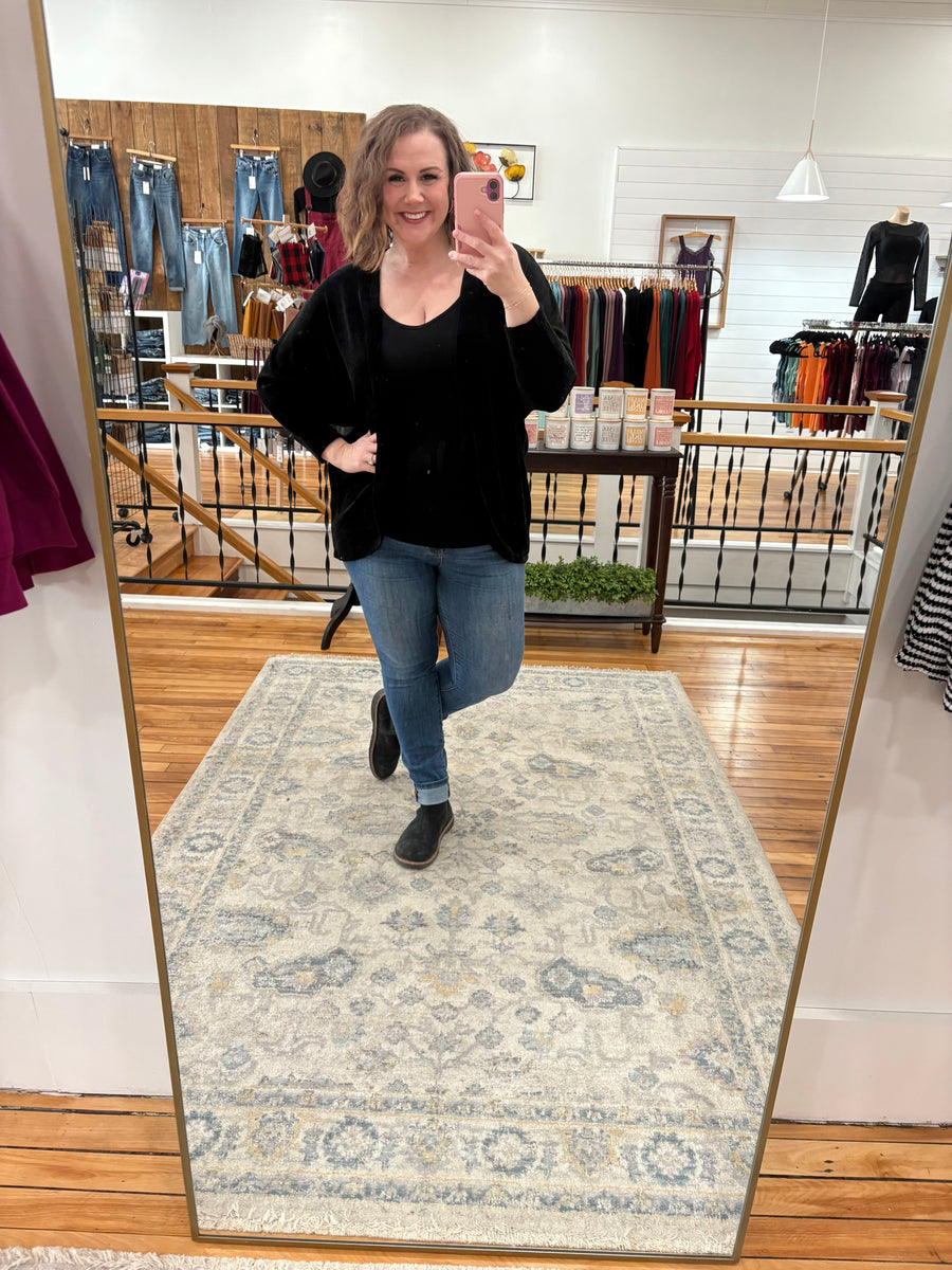 Velvet Open Cardigan- Black