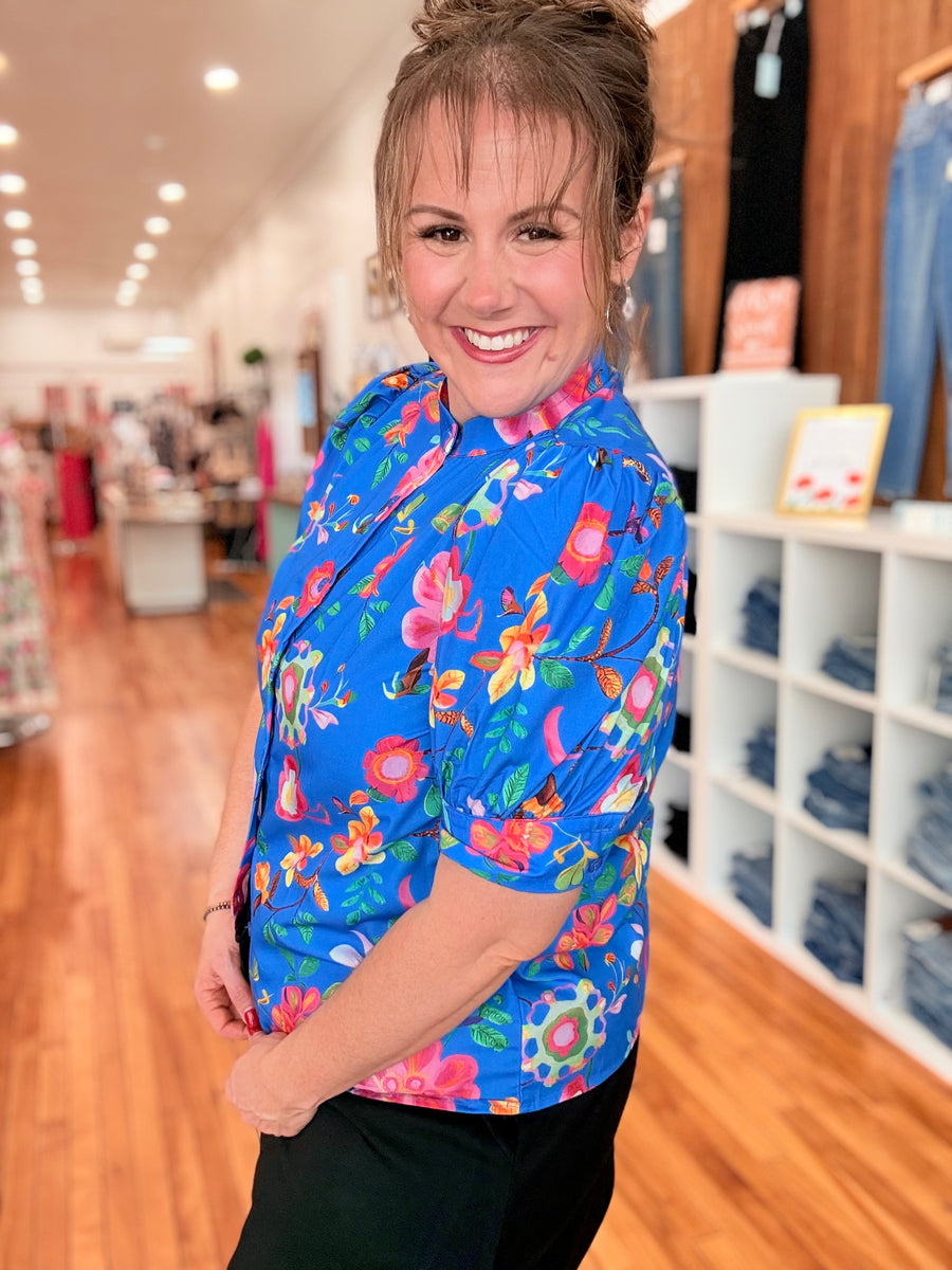 Ocean's Breeze Button Up- Royal