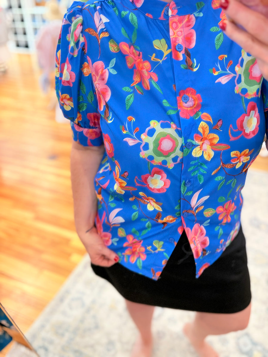 Ocean's Breeze Button Up- Royal