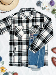 WAREHOUSE Norah Plaid Shacket - Ivory and Black