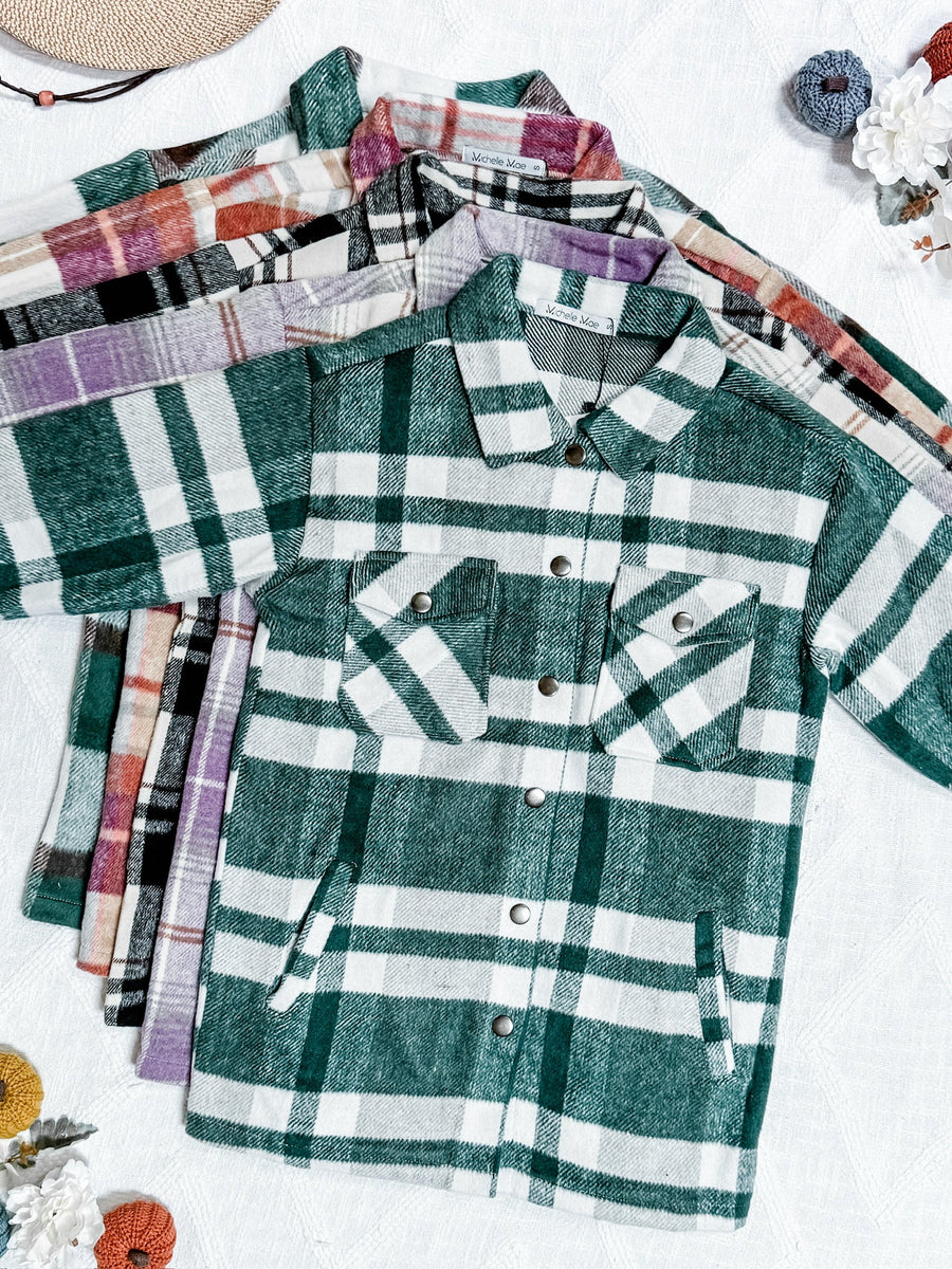 WAREHOUSE Norah Plaid Shacket - Ivory and Black