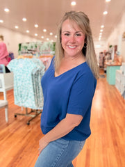 Airflow V-neck Dolman Top- Navy