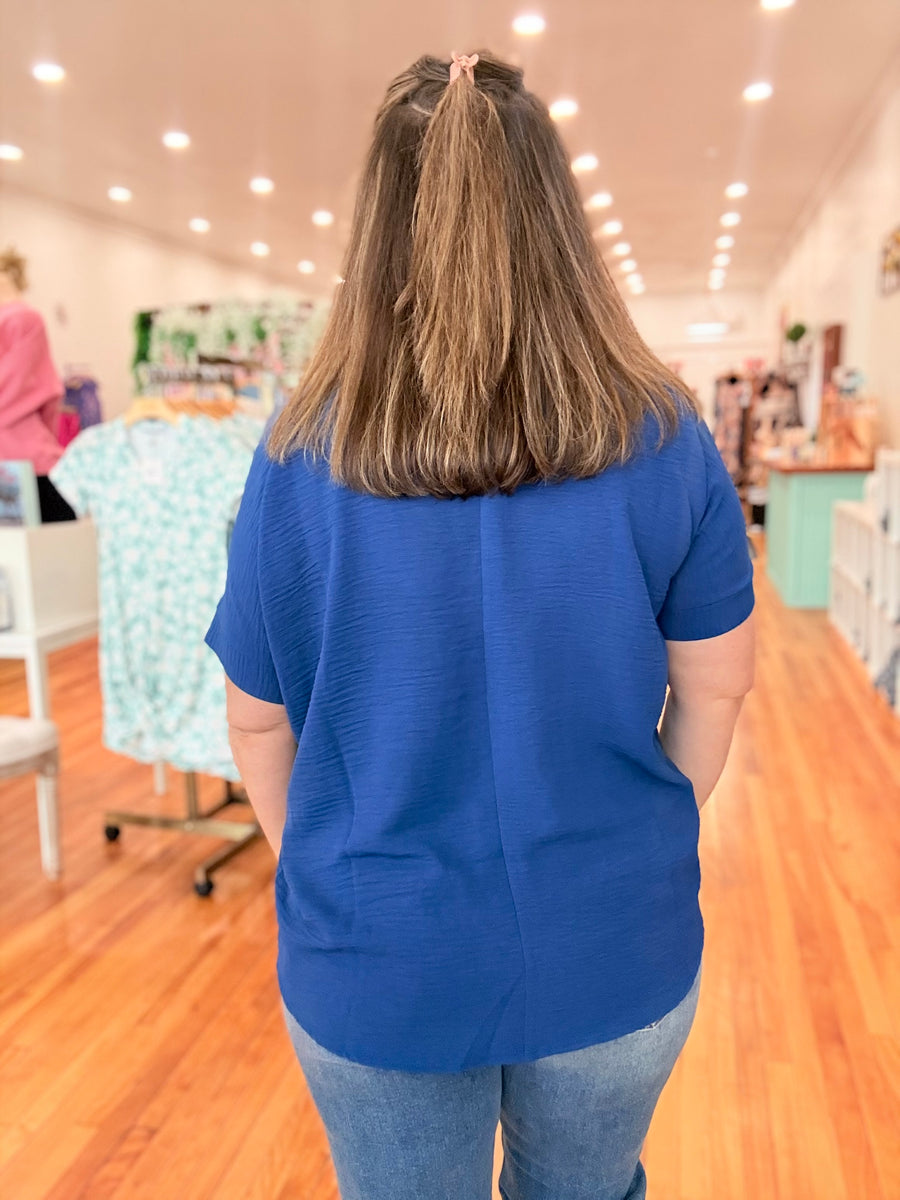Airflow V-neck Dolman Top- Navy
