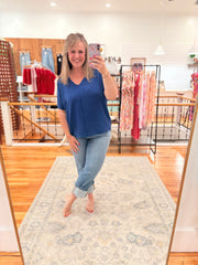 Airflow V-neck Dolman Top- Navy