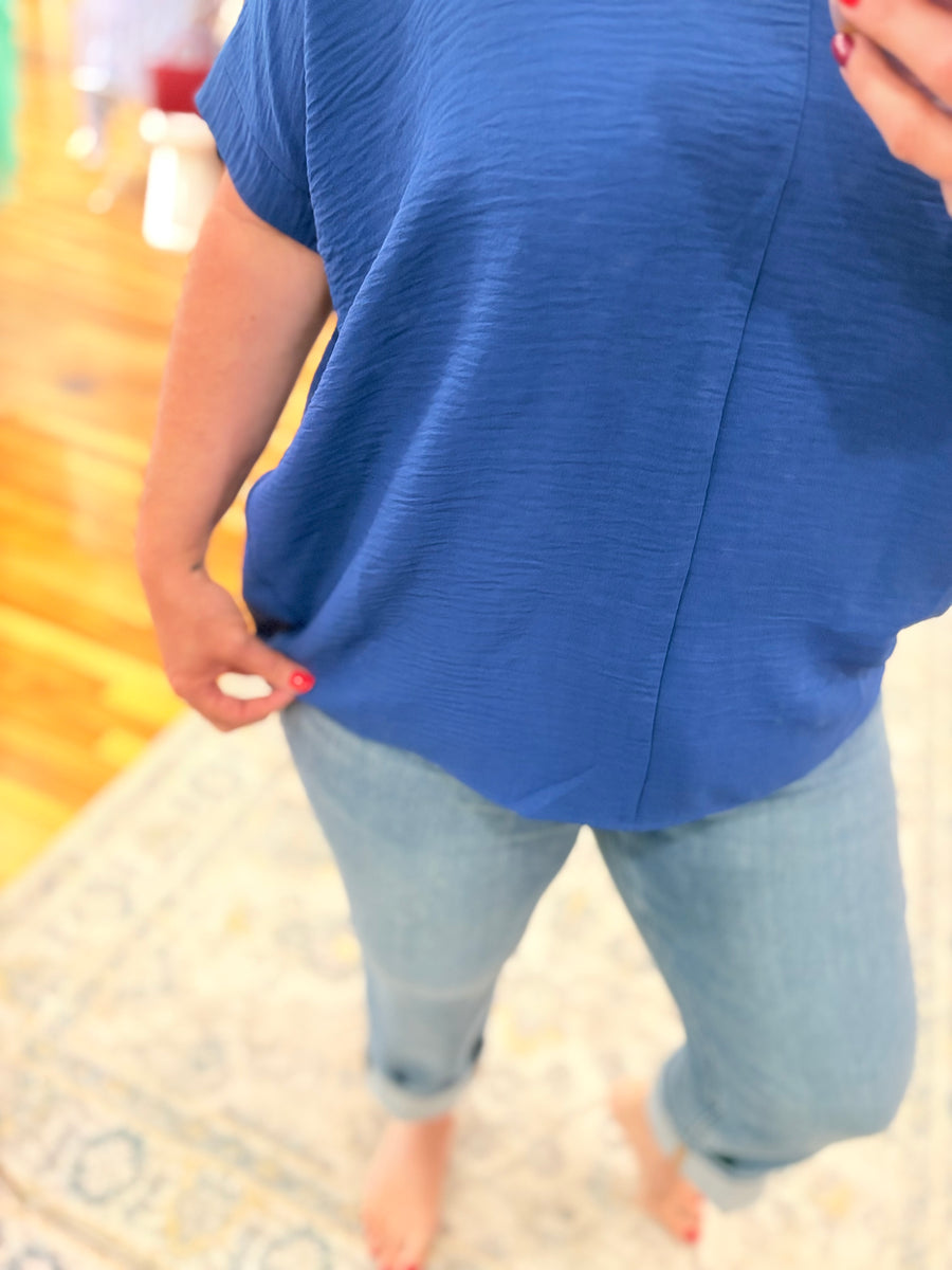 Airflow V-neck Dolman Top- Navy