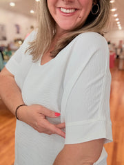 Airflow V-neck Dolman Top- White