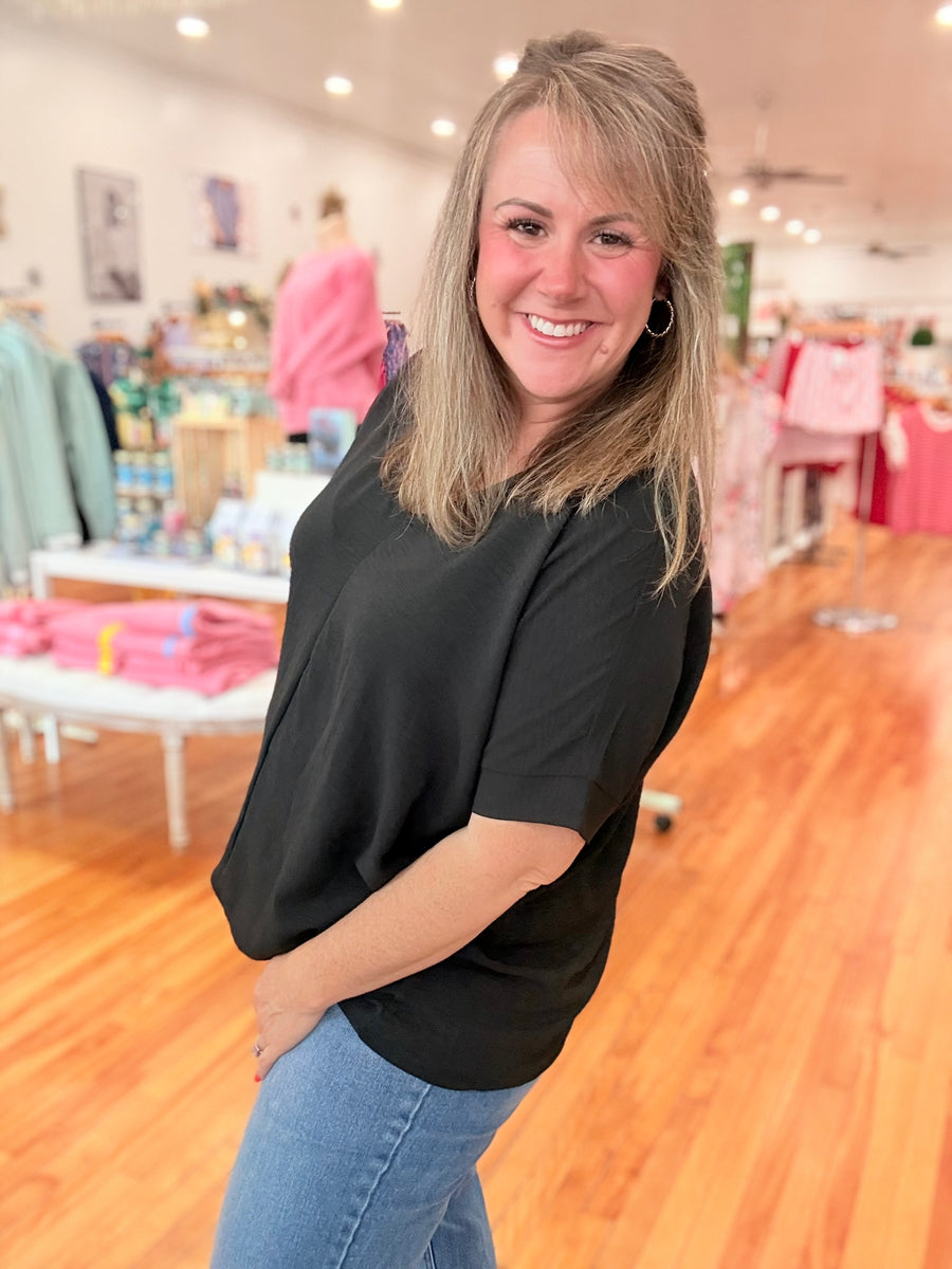 Airflow V-neck Dolman Top- Black