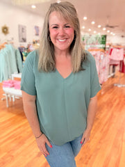Airflow V-neck Dolman Top- Jade