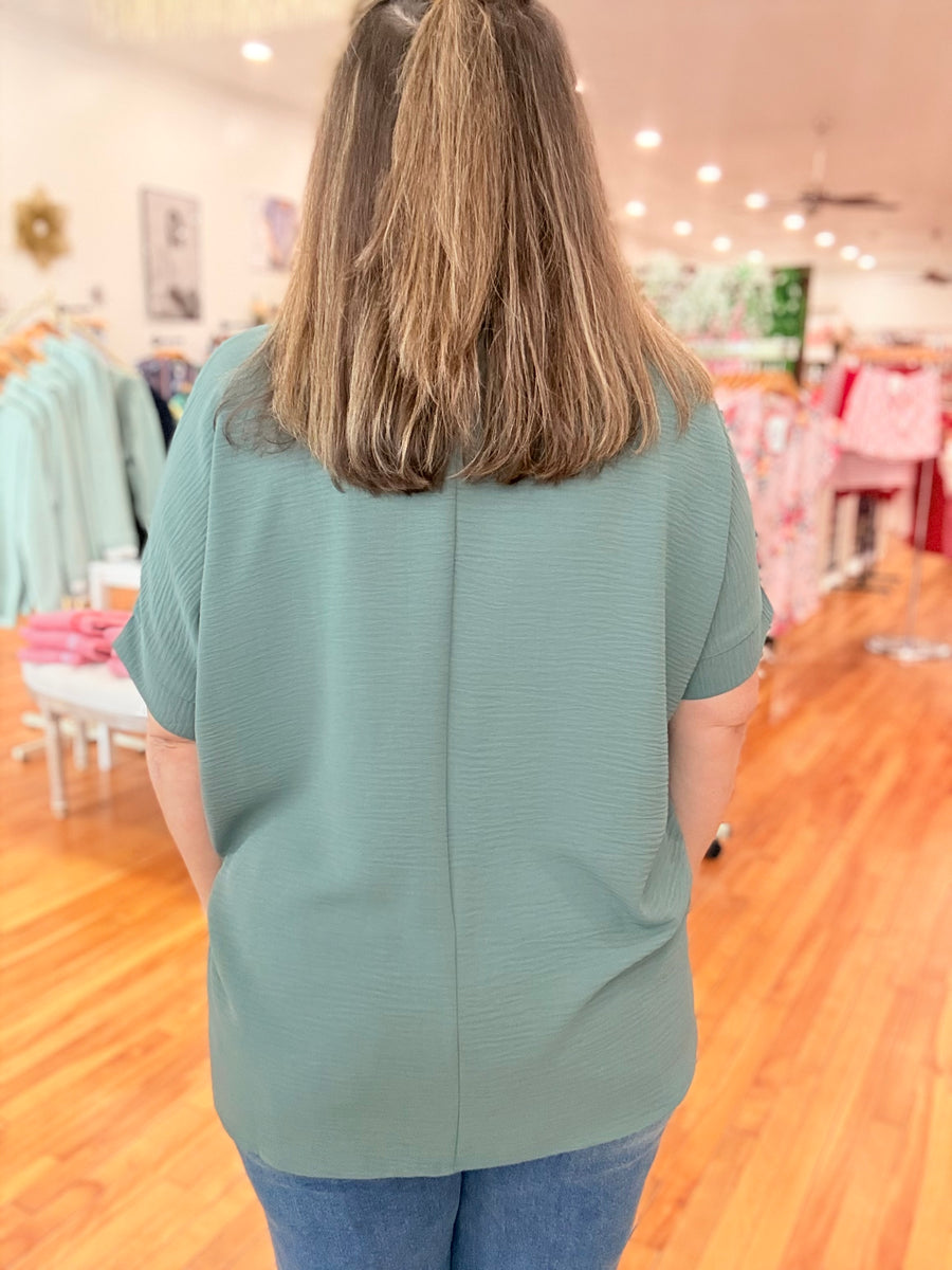 Airflow V-neck Dolman Top- Jade