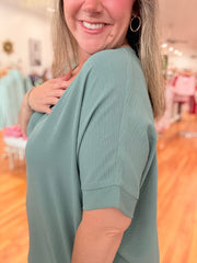 Airflow V-neck Dolman Top- Jade