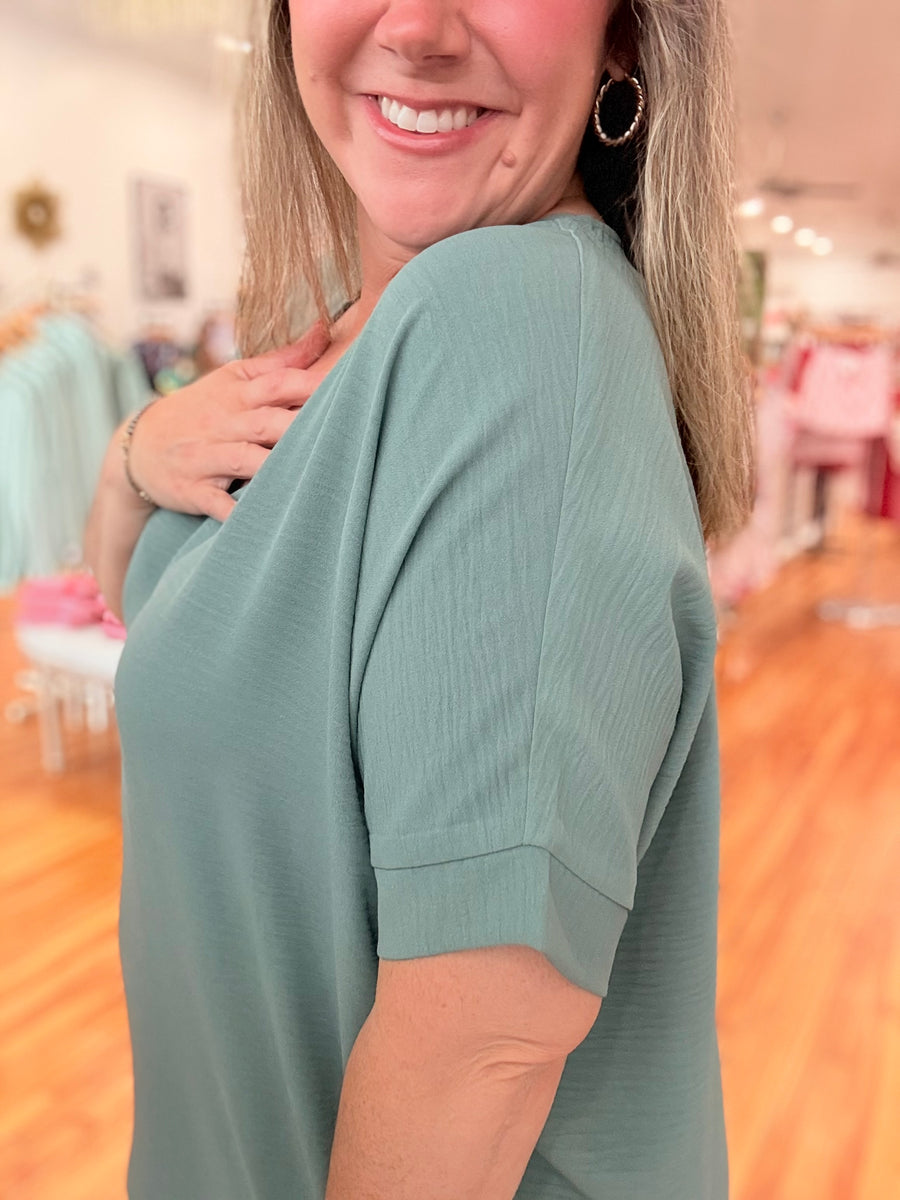 Airflow V-neck Dolman Top- Jade