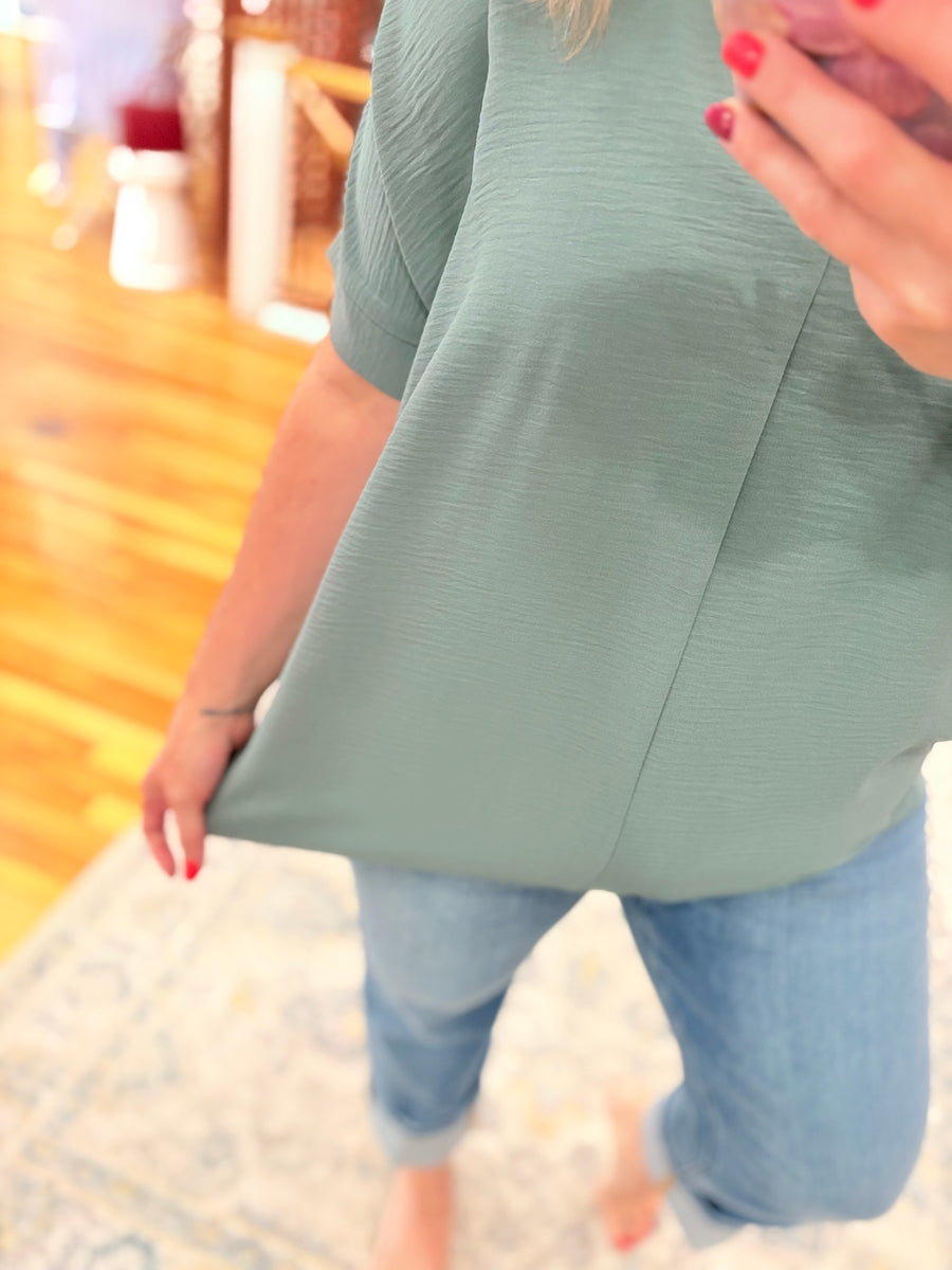 Airflow V-neck Dolman Top- Jade