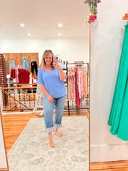 Airflow V-neck Dolman Top- Cornflower