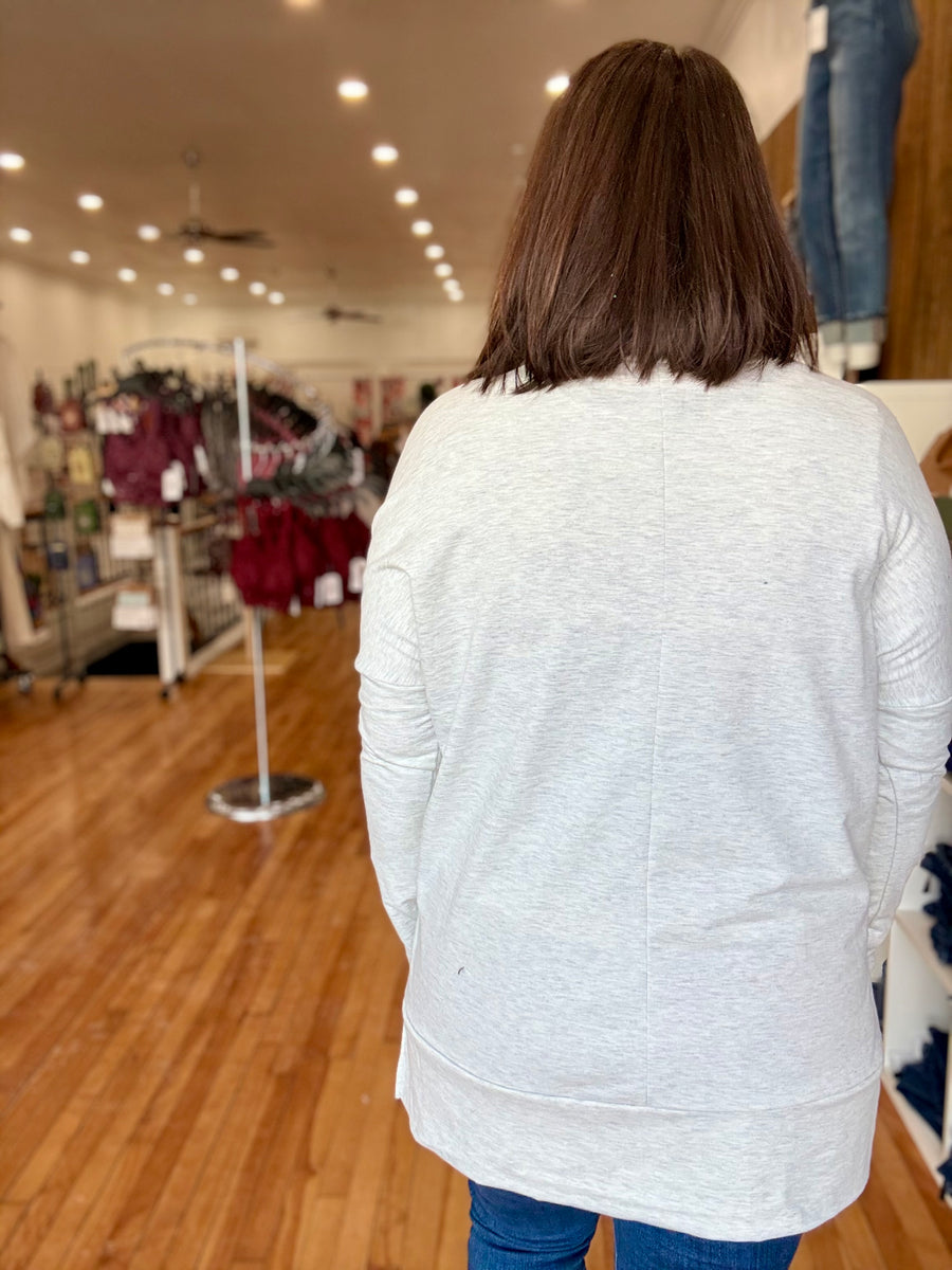 Cowl Neck Tunic Sweater- Gray FINAL SALE