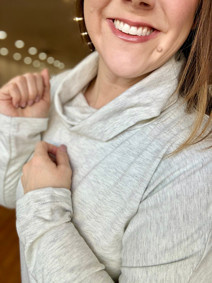 Cowl Neck Tunic Sweater- Gray FINAL SALE